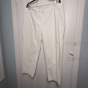 Talbots White Pants Womens 18 Tapered Cropped Stretch Zip Fly High Rise